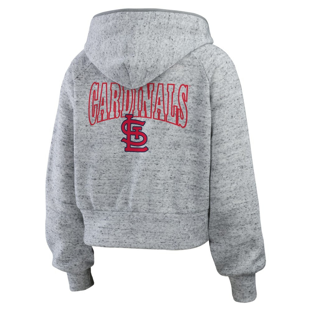 St. Louis Cardinals WEAR by Erin Andrews Women's Speckled Fleece Cropped Full-Zip Hoodie - MLB