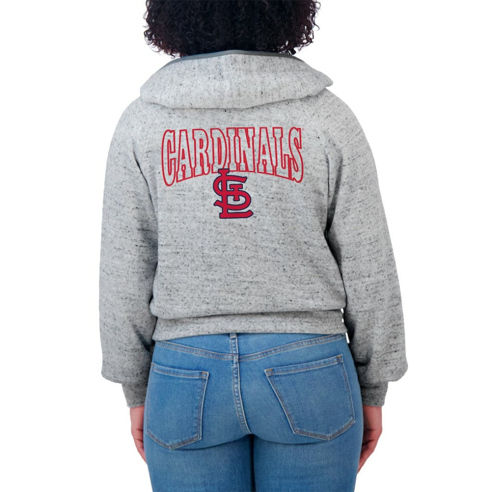 St. Louis Cardinals WEAR by Erin Andrews Women's Speckled Fleece Cropped Full-Zip Hoodie - MLB