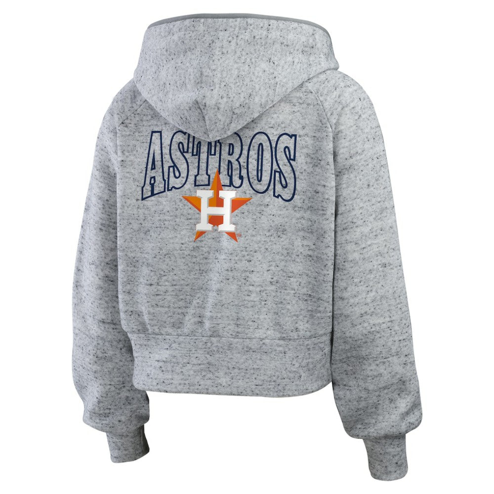 Houston Astros WEAR by Erin Andrews Women's Speckled Fleece Cropped Full-Zip Hoodie - MLB