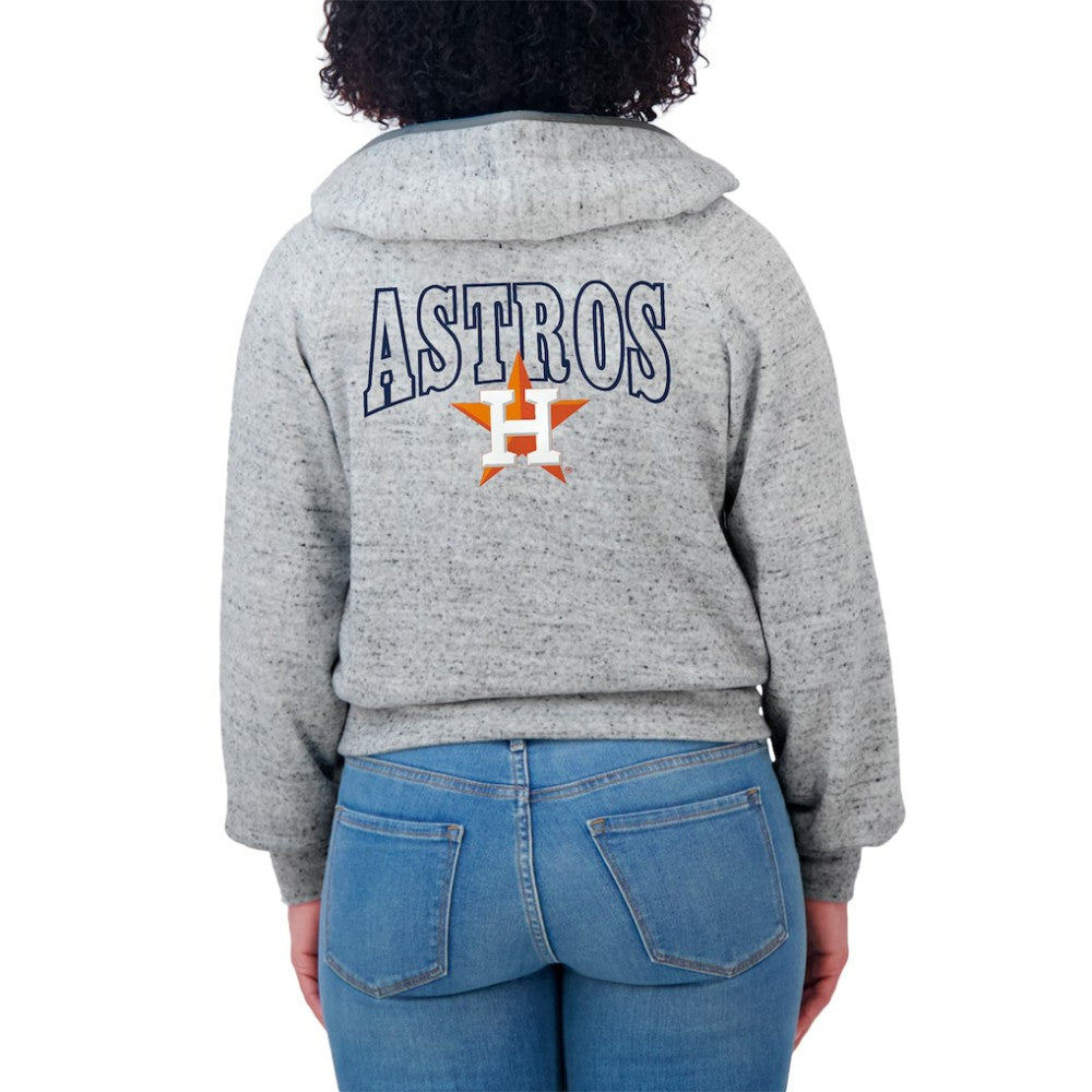 Houston Astros WEAR by Erin Andrews Women's Speckled Fleece Cropped Full-Zip Hoodie - MLB