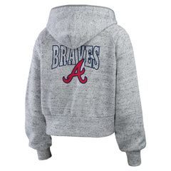 Atlanta Braves WEAR by Erin Andrews Women's Speckled Fleece Cropped Full-Zip Hoodie - MLB