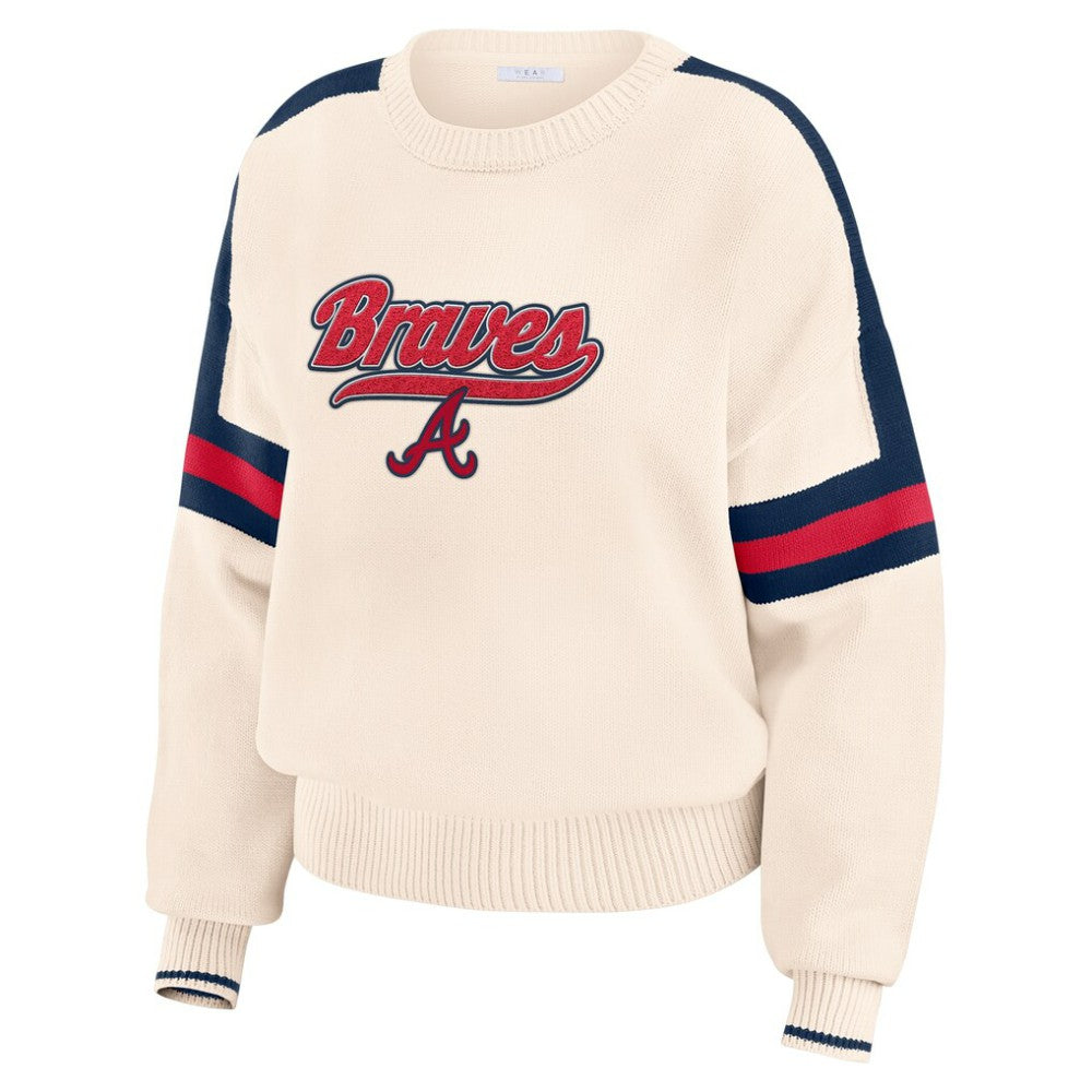 Atlanta Braves WEAR by Erin Andrews Women's Stripe Pullover Sweater - MLB