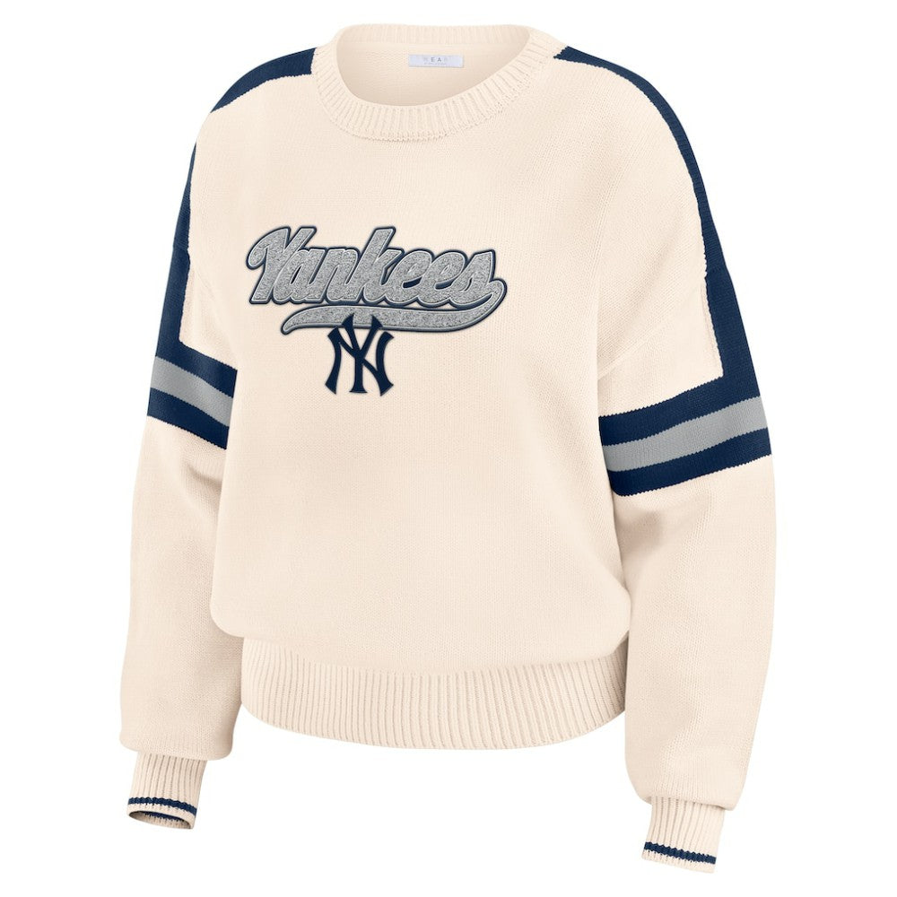 New York Yankees WEAR by Erin Andrews Women's Stripe Pullover Sweater - MLB