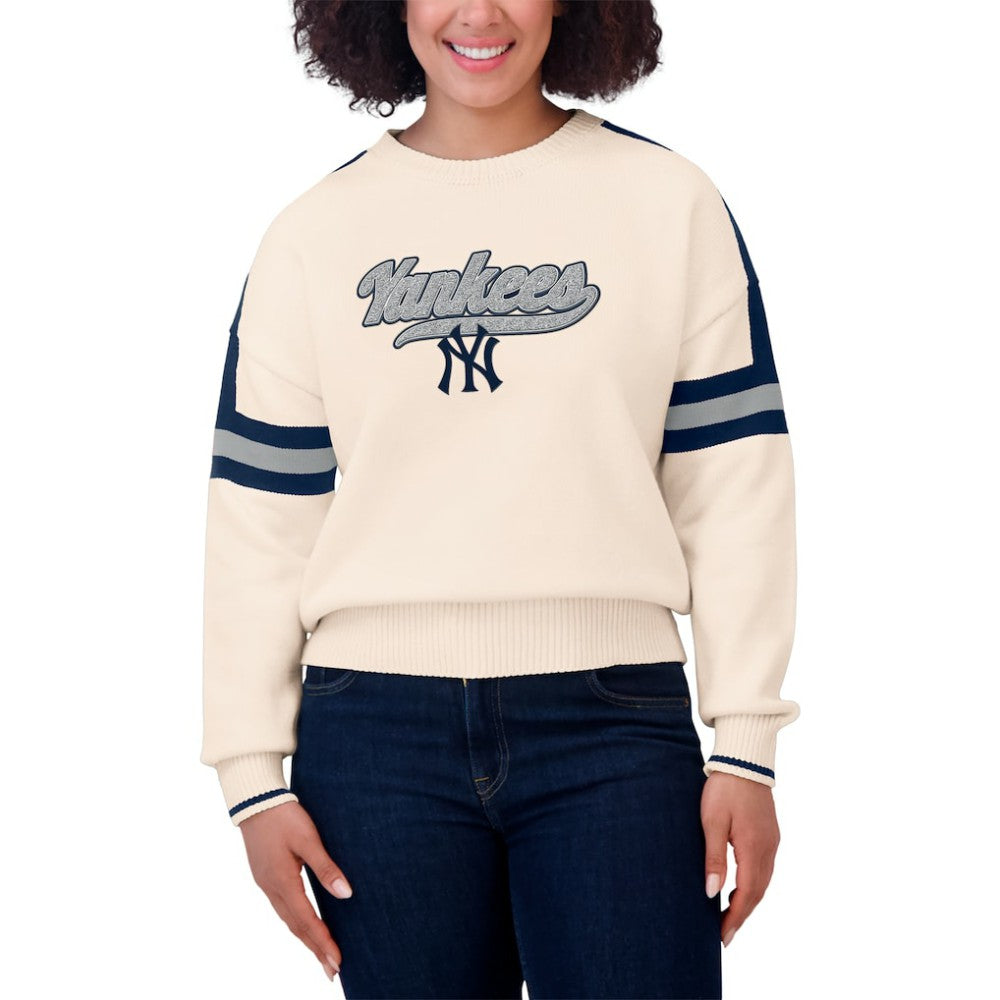 New York Yankees WEAR by Erin Andrews Women's Stripe Pullover Sweater - MLB