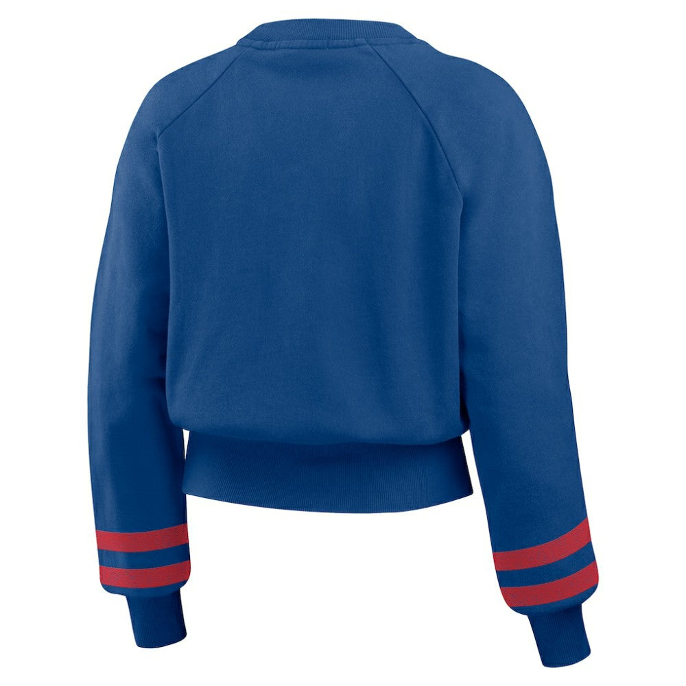 Texas Rangers WEAR by Erin Andrews Women's Vintage Washed Cropped Pullover Sweatshirt - MLB