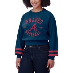 Atlanta Braves WEAR by Erin Andrews Women's Vintage Washed Cropped Pullover Sweatshirt - MLB