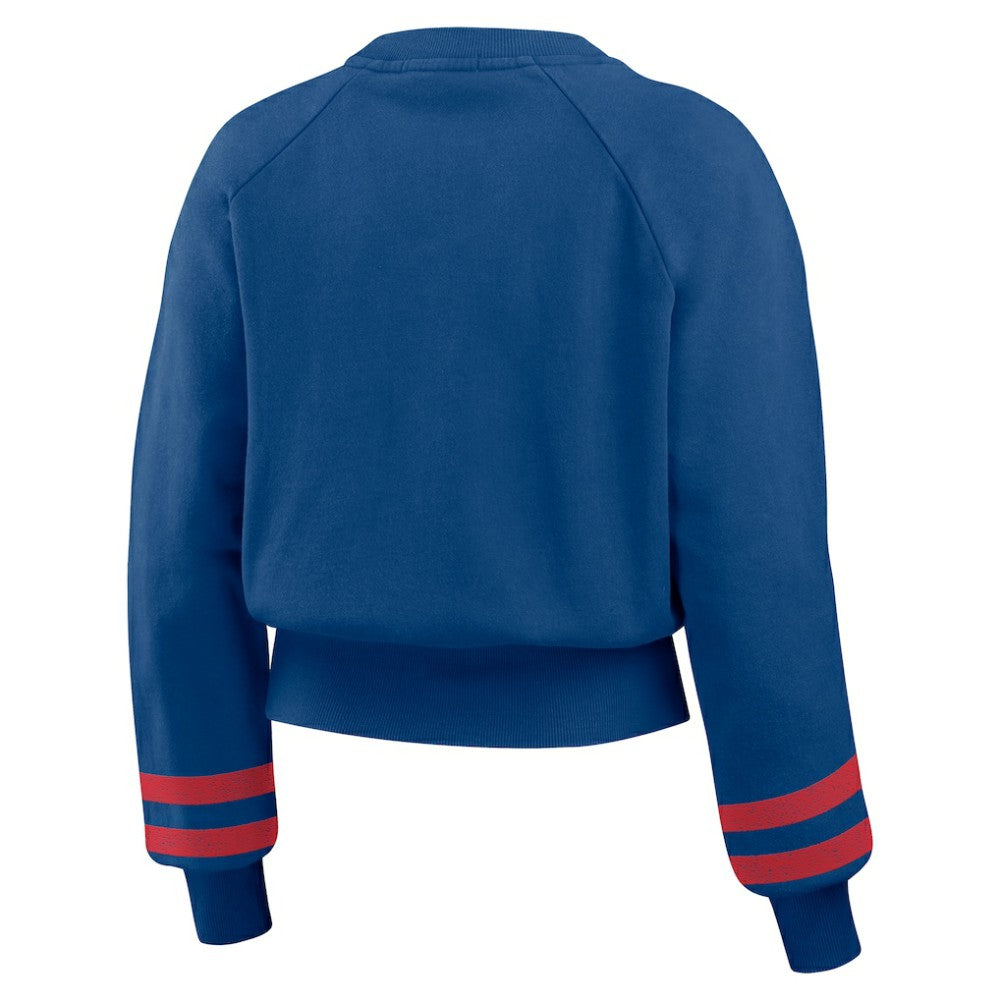 Chicago Cubs WEAR by Erin Andrews Women's Vintage Washed Cropped Pullover Sweatshirt - MLB