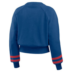 Chicago Cubs WEAR by Erin Andrews Women's Vintage Washed Cropped Pullover Sweatshirt - MLB