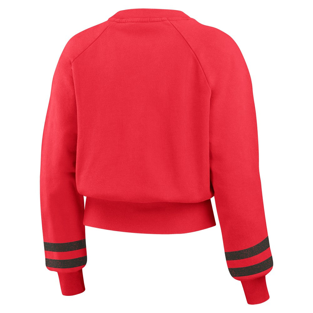 Cincinnati Reds WEAR by Erin Andrews Women's Vintage Washed Cropped Pullover Sweatshirt - MLB
