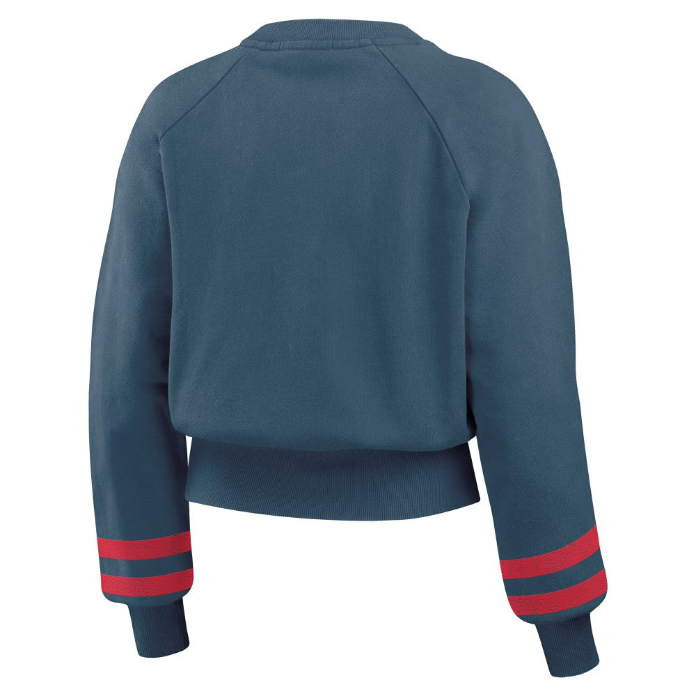Cleveland Guardians WEAR by Erin Andrews Women's Vintage Washed Cropped Pullover Sweatshirt - MLB