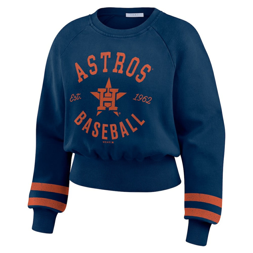 Houston Astros WEAR by Erin Andrews Women's Vintage Washed Cropped Pullover Sweatshirt - MLB
