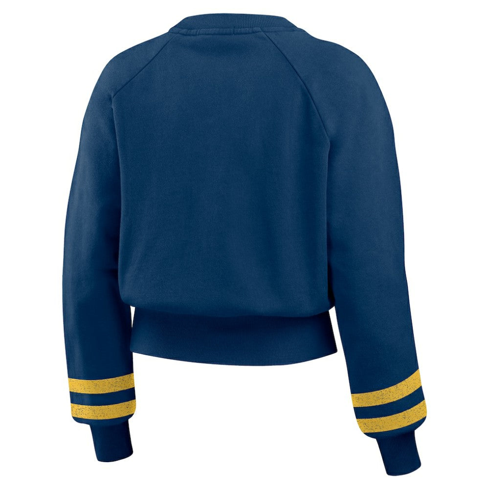 Milwaukee Brewers WEAR by Erin Andrews Women's Vintage Washed Cropped Pullover Sweatshirt - MLB