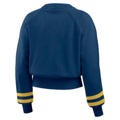 Milwaukee Brewers WEAR by Erin Andrews Women's Vintage Washed Cropped Pullover Sweatshirt - MLB