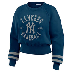 New York Yankees WEAR by Erin Andrews Women's Vintage Washed Cropped Pullover Sweatshirt - MLB