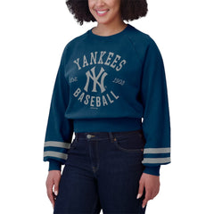 New York Yankees WEAR by Erin Andrews Women's Vintage Washed Cropped Pullover Sweatshirt - MLB