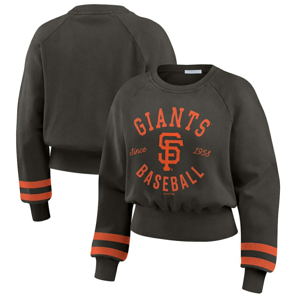 San Francisco Giants WEAR by Erin Andrews Women's Vintage Washed Cropped Pullover Sweatshirt - MLB