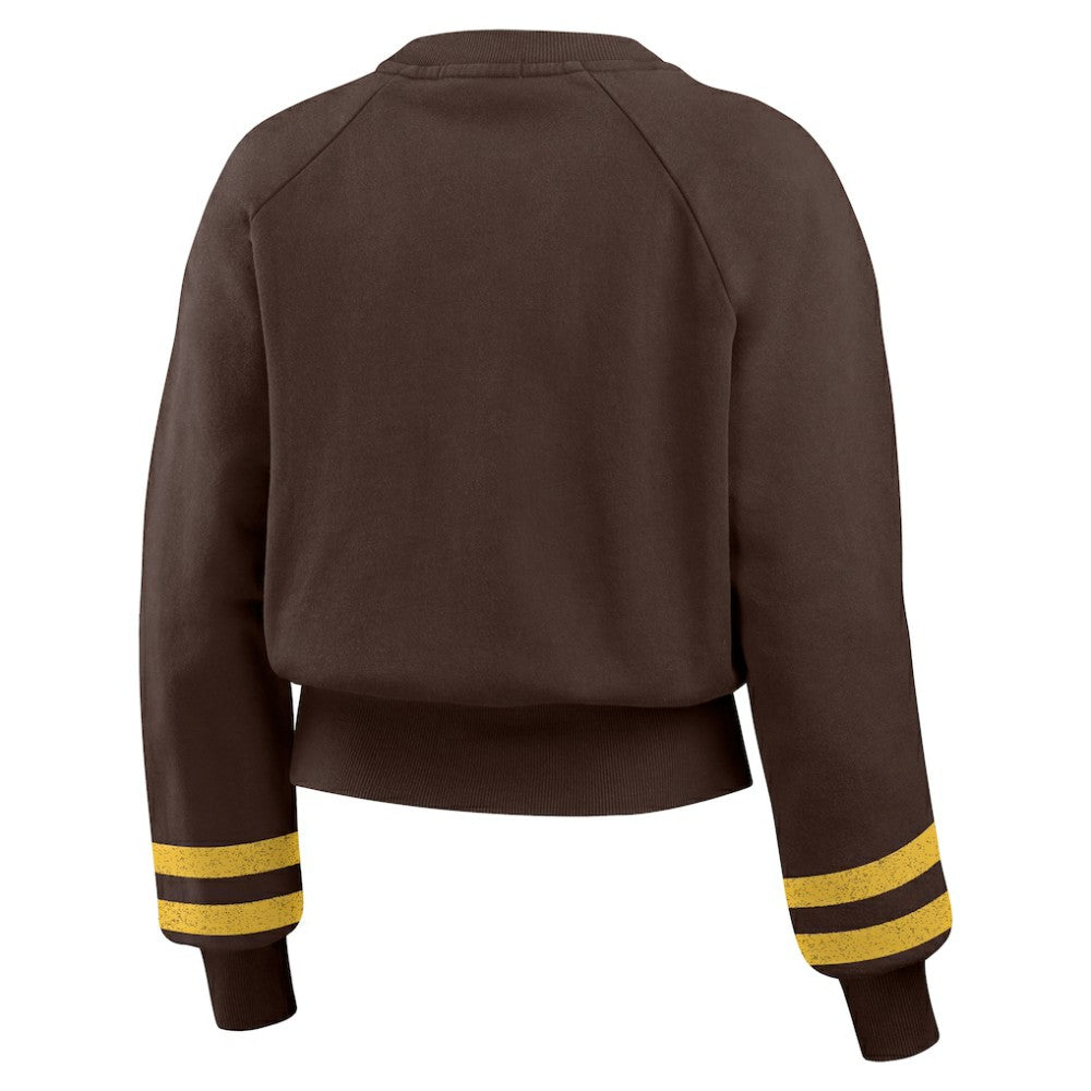 San Diego Padres WEAR by Erin Andrews Women's Vintage Washed Cropped Pullover Sweatshirt - MLB