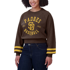 San Diego Padres WEAR by Erin Andrews Women's Vintage Washed Cropped Pullover Sweatshirt - MLB