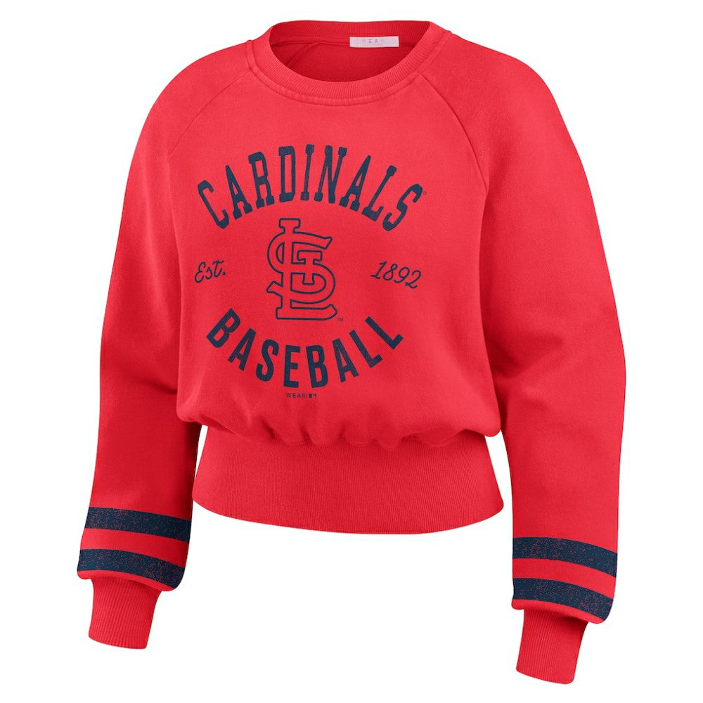 St. Louis Cardinals WEAR by Erin Andrews Women's Vintage Washed Cropped Pullover Sweatshirt - MLB