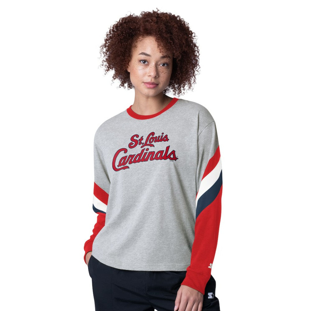 St. Louis Cardinals Starter Women's Triple A Fashion Color Block Long Sleeve Top - MLB