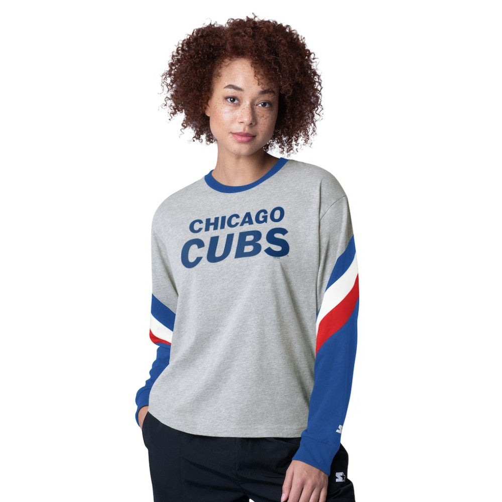 Chicago Cubs Starter Women's Triple A Fashion Color Block Long Sleeve Top - MLB