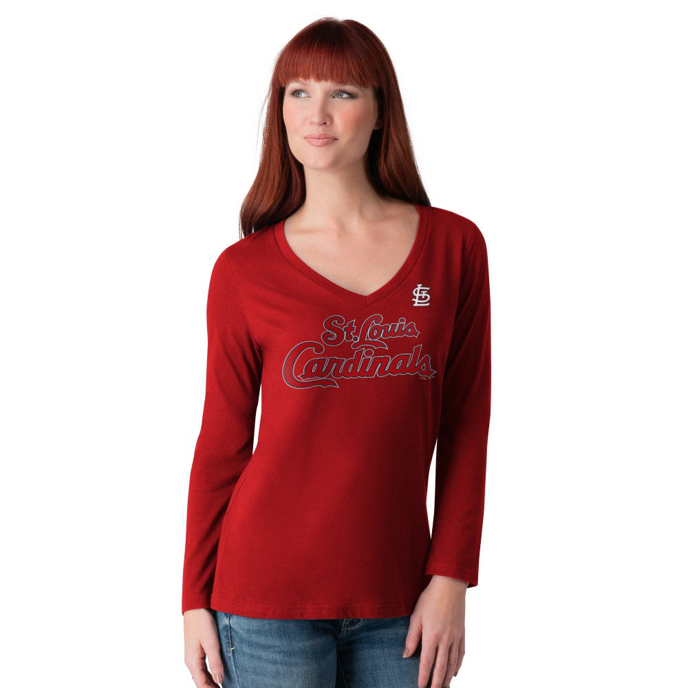 St. Louis Cardinals G-III 4Her by Carl Banks Women's Post Season Long Sleeve V-Neck T-Shirt - MLB