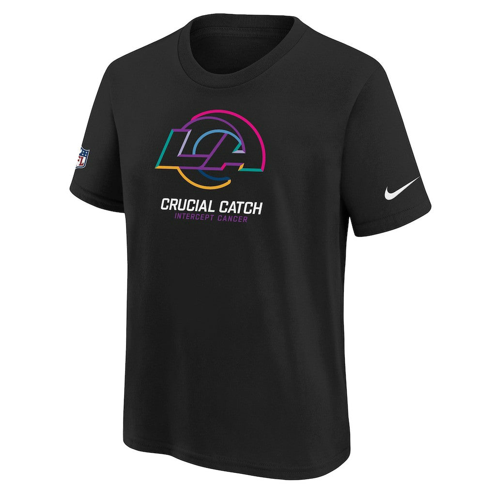 Los Angeles Rams Youth 2024 NFL Crucial Catch T-Shirt Black | Nike for Sale