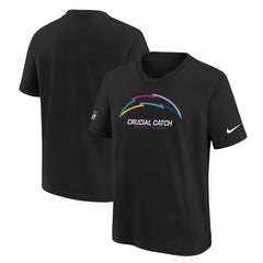Los Angeles Chargers Youth 2024 NFL Crucial Catch T-Shirt Black | Nike for Sale