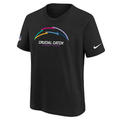 Los Angeles Chargers Youth 2024 NFL Crucial Catch T-Shirt Black | Nike for Sale