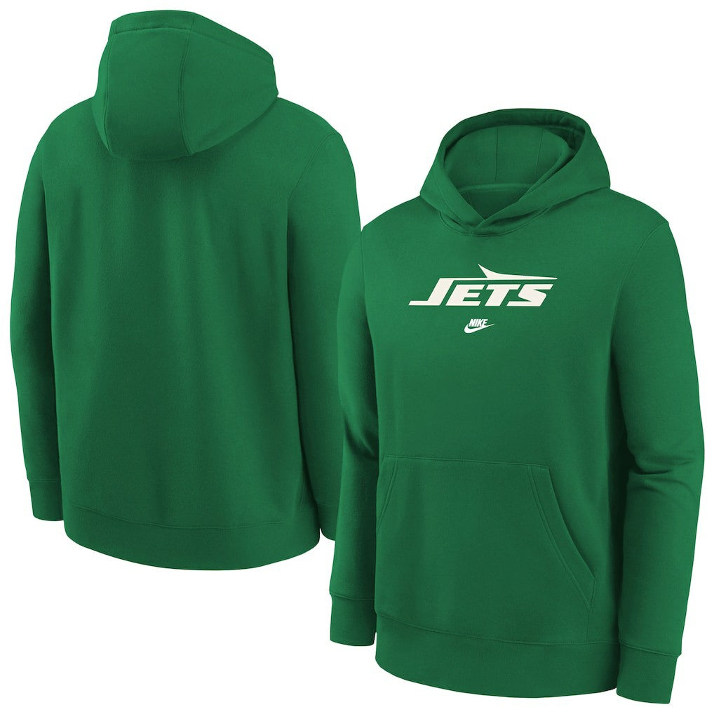New York Jets Youth Rewind Club Fleece Pullover Hoodie Kelly Green | Nike for Sale