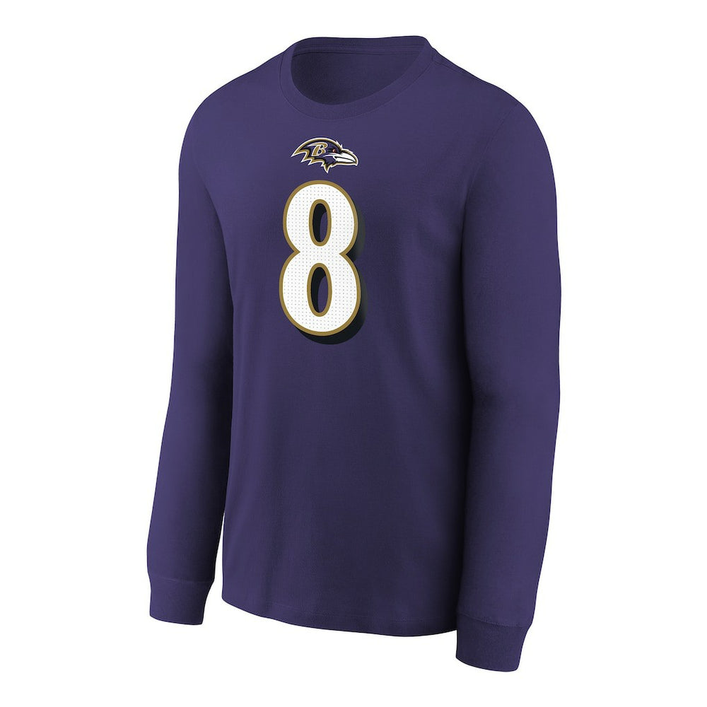 Lamar Jackson Baltimore Ravens Youth Player Name & Number Long Sleeve T-Shirt Purple | Nike for Sale