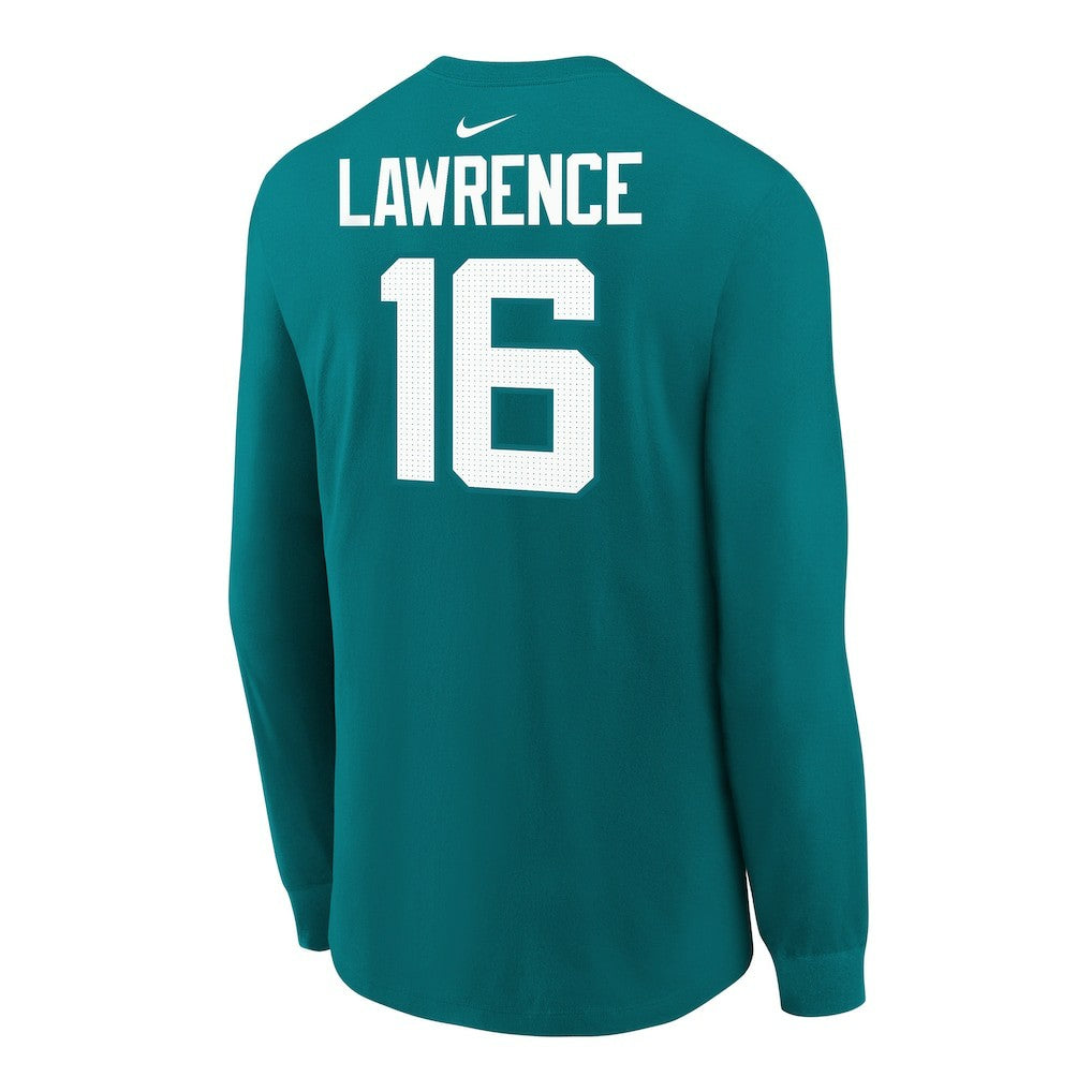 Trevor Lawrence Jacksonville Jaguars Youth Player Name & Number Long Sleeve T-Shirt Teal | Nike for Sale