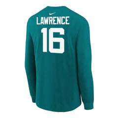 Trevor Lawrence Jacksonville Jaguars Youth Player Name & Number Long Sleeve T-Shirt Teal | Nike for Sale