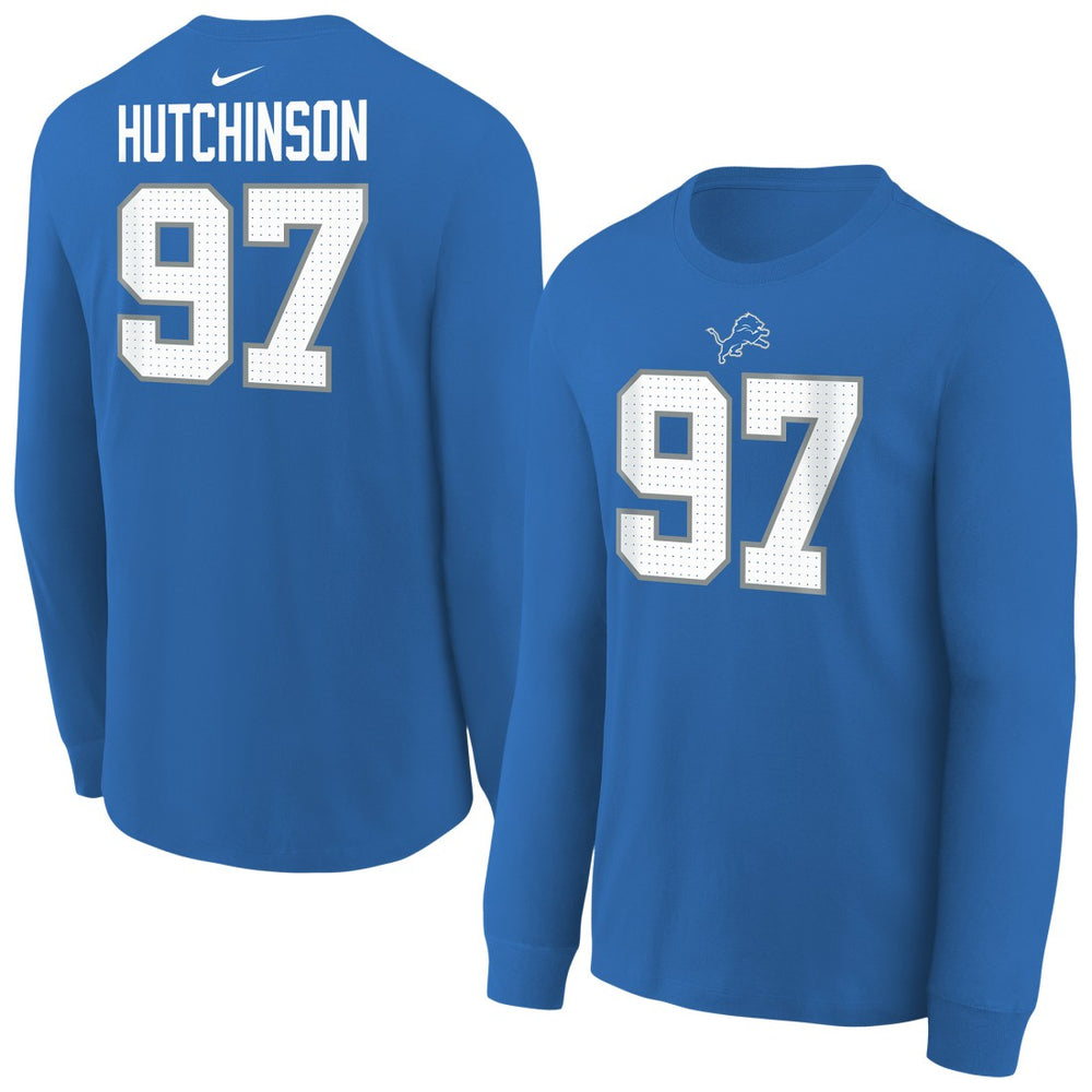 Aidan Hutchinson Detroit Lions Youth Player Name & Number Long Sleeve T-Shirt Blue | Nike for Sale