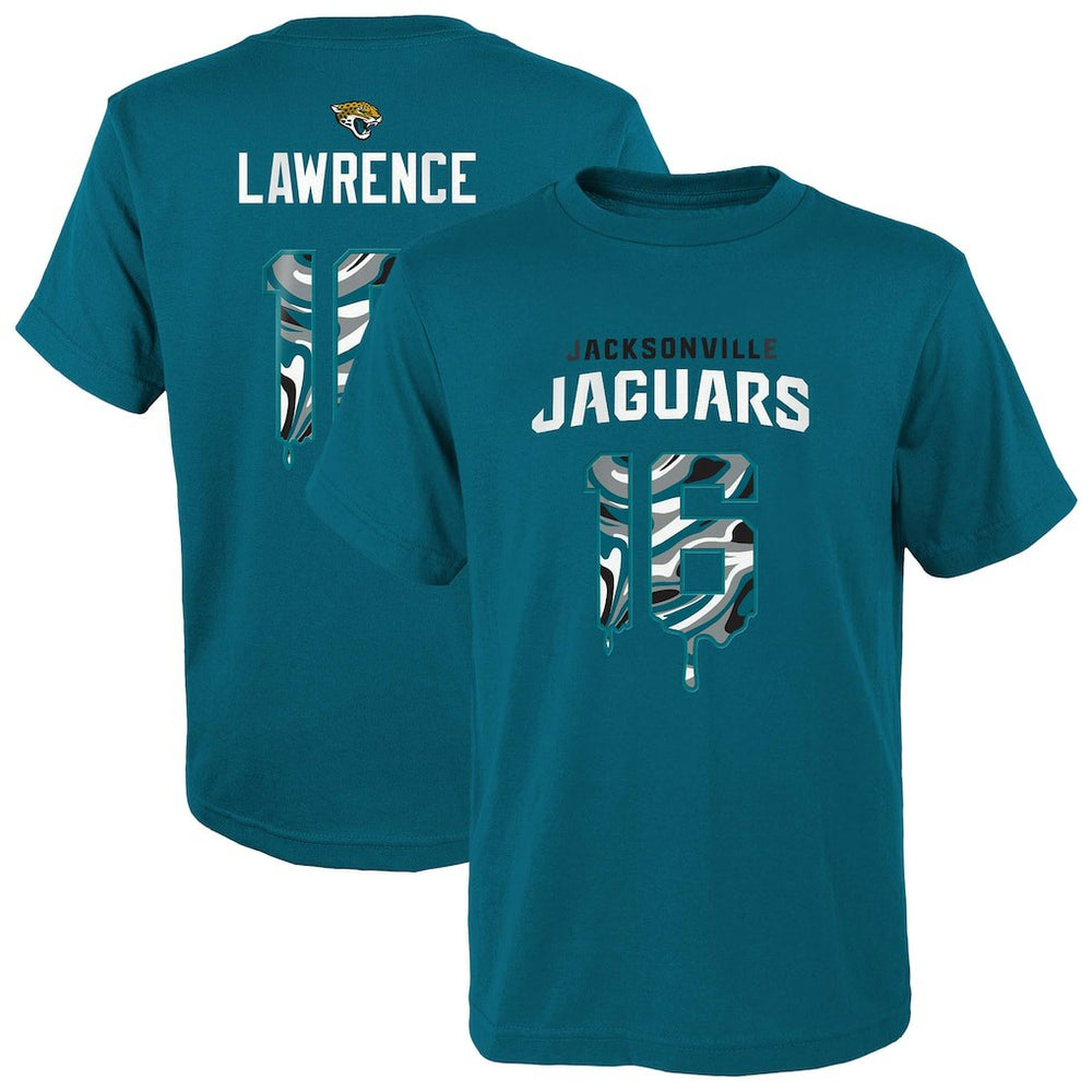 Trevor Lawrence Jacksonville Jaguars Youth Mainliner Drip Player Name & Number T-Shirt Teal | NFL