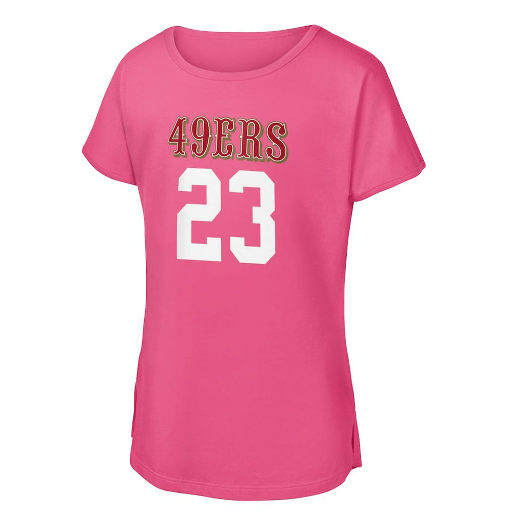 Christian McCaffrey San Francisco 49ers Girls Youth Player Name & Number T-Shirt Pink | NFL