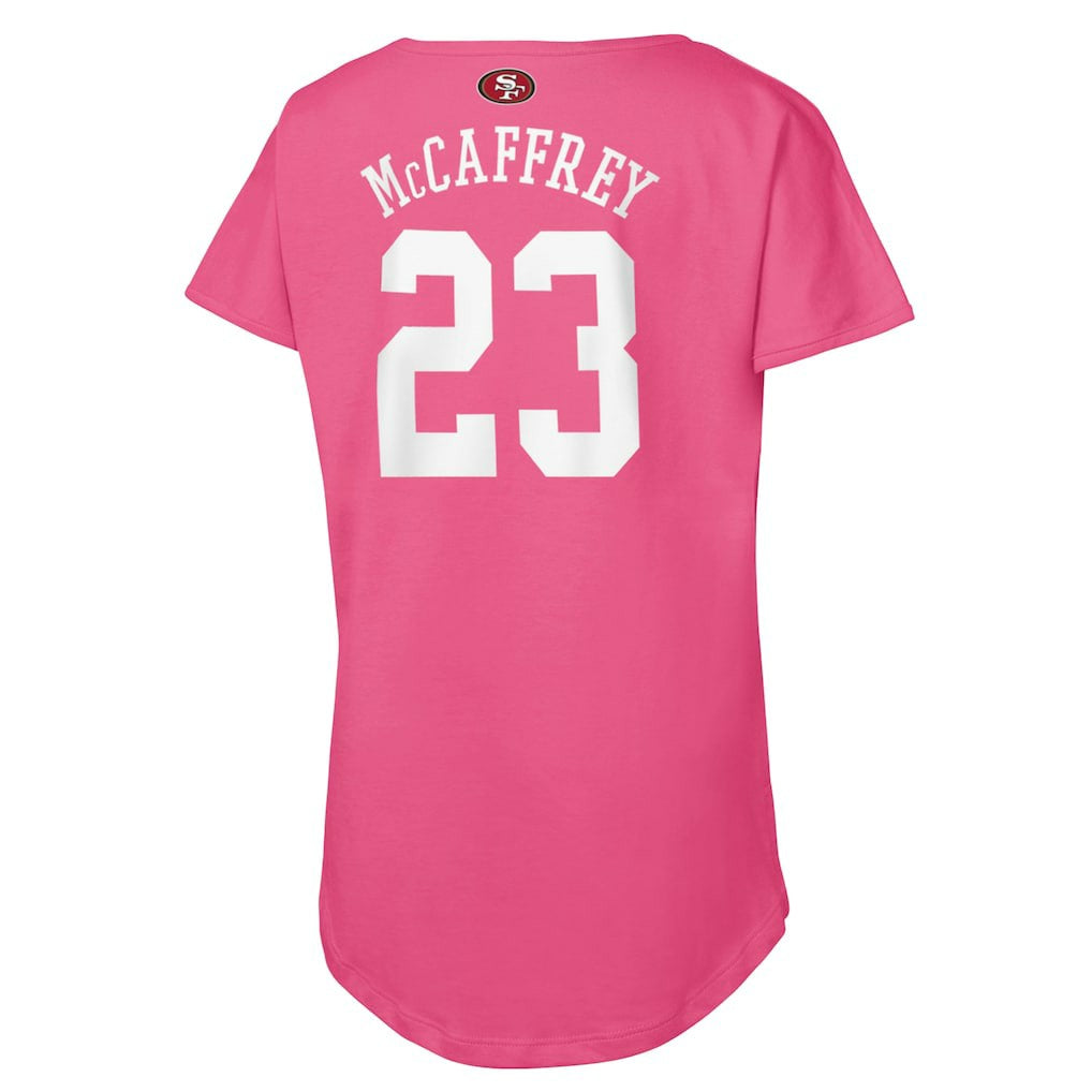 Christian McCaffrey San Francisco 49ers Girls Youth Player Name & Number T-Shirt Pink | NFL