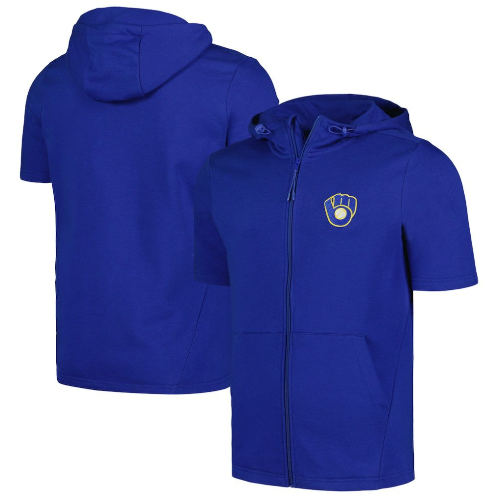 Milwaukee Brewers Levelwear Recruit Short Sleeve Full-Zip Hoodie - MLB