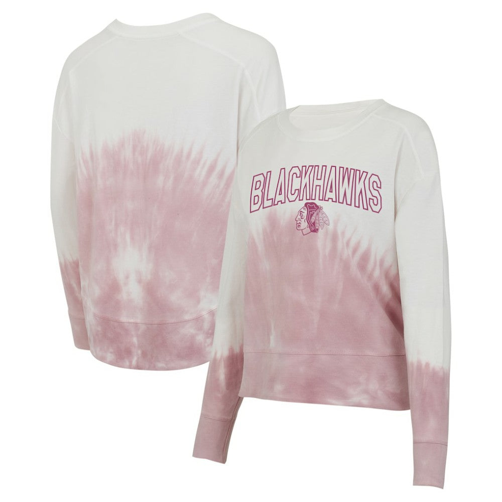 Chicago Blackhawks Concepts Sport Women's Orchard Tie-Dye Long Sleeve Top - Pink/White - NHL