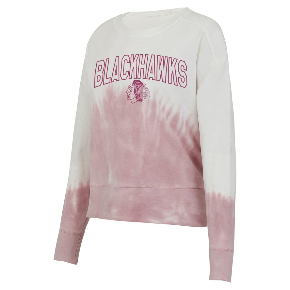 Chicago Blackhawks Concepts Sport Women's Orchard Tie-Dye Long Sleeve Top - Pink/White - NHL