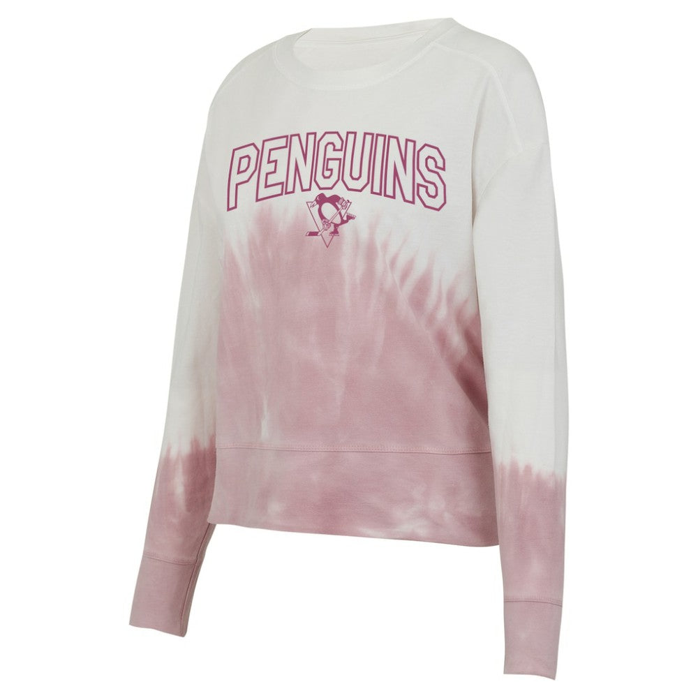 Pittsburgh Penguins Concepts Sport Women's Orchard Tie-Dye Long Sleeve Top - Pink/White - NHL