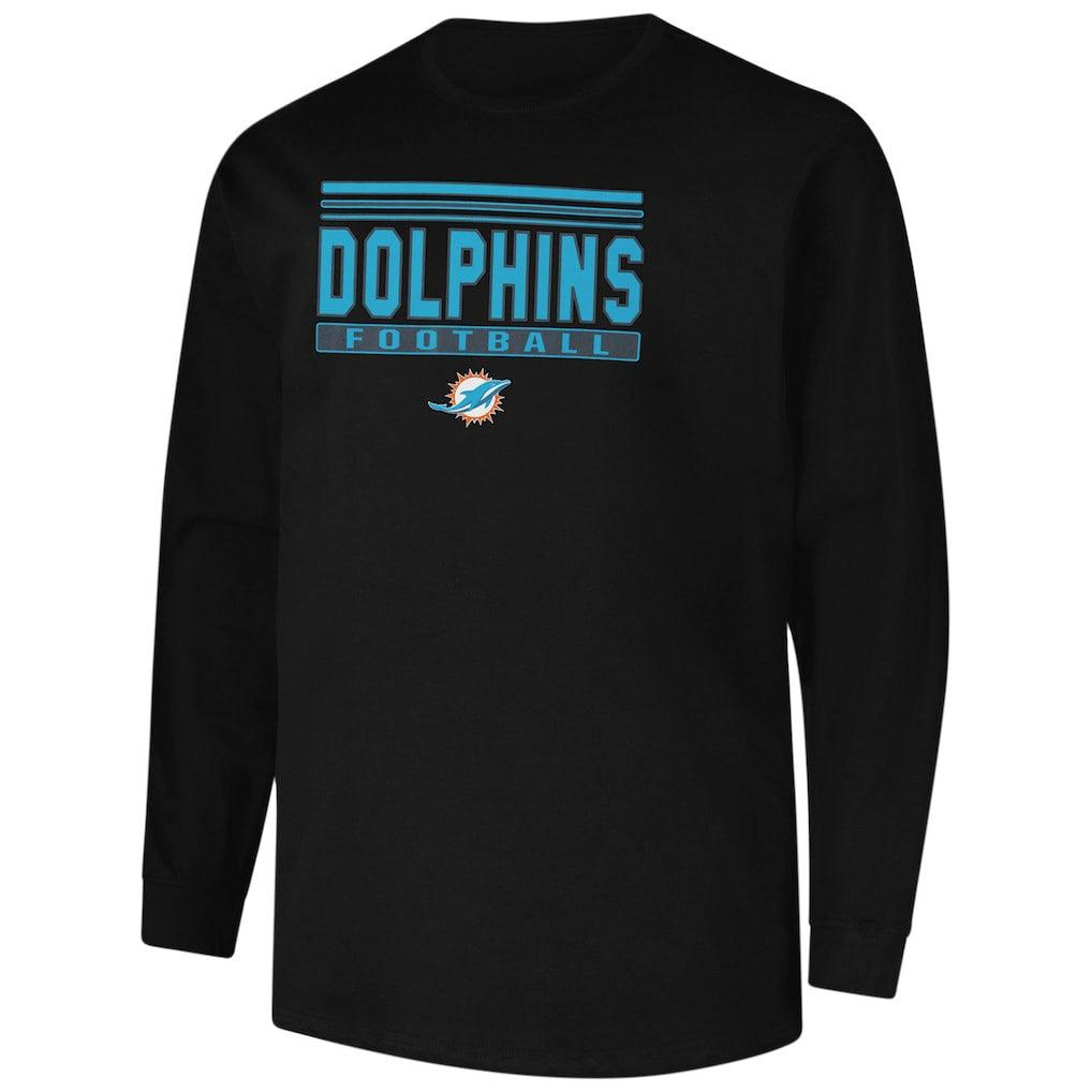 Miami Dolphins Profile Big & Tall Pop Long Sleeve T-Shirt Black | NFL