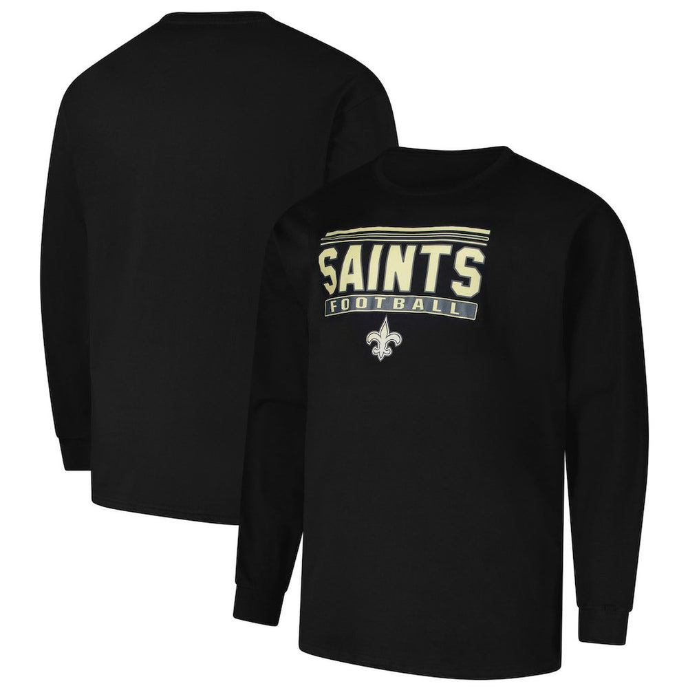 New Orleans Saints Profile Big & Tall Pop Long Sleeve T-Shirt Black | NFL