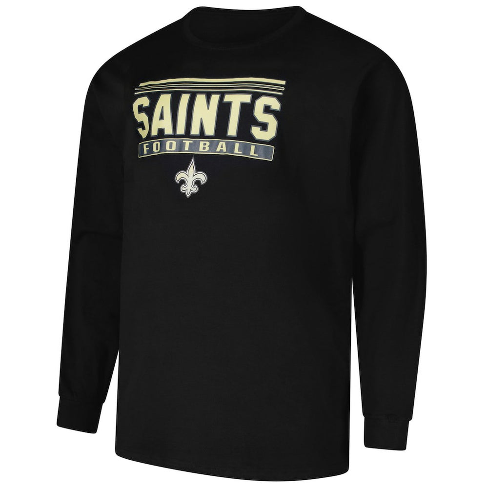 New Orleans Saints Profile Big & Tall Pop Long Sleeve T-Shirt Black | NFL