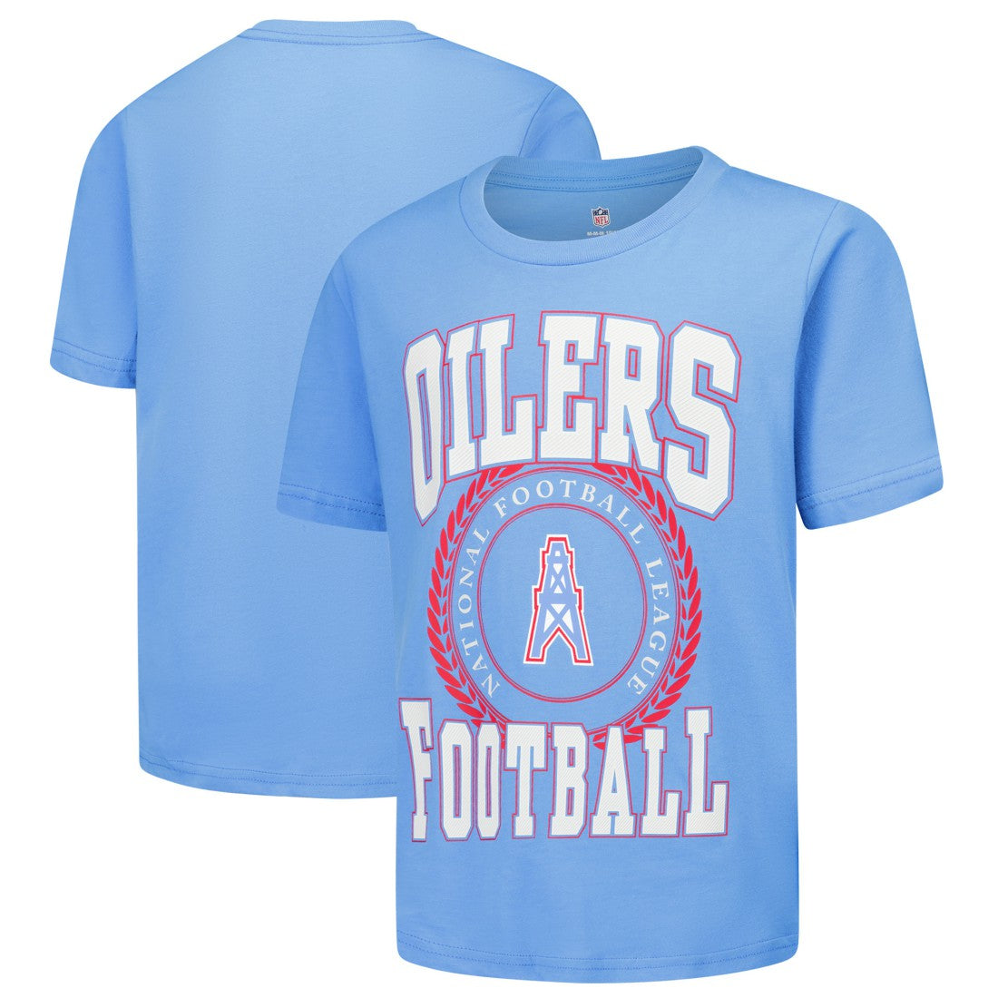 Tennessee Titans Youth Oilers Throwback Stitched Up Retro Logo T-Shirt Light Blue | NFL