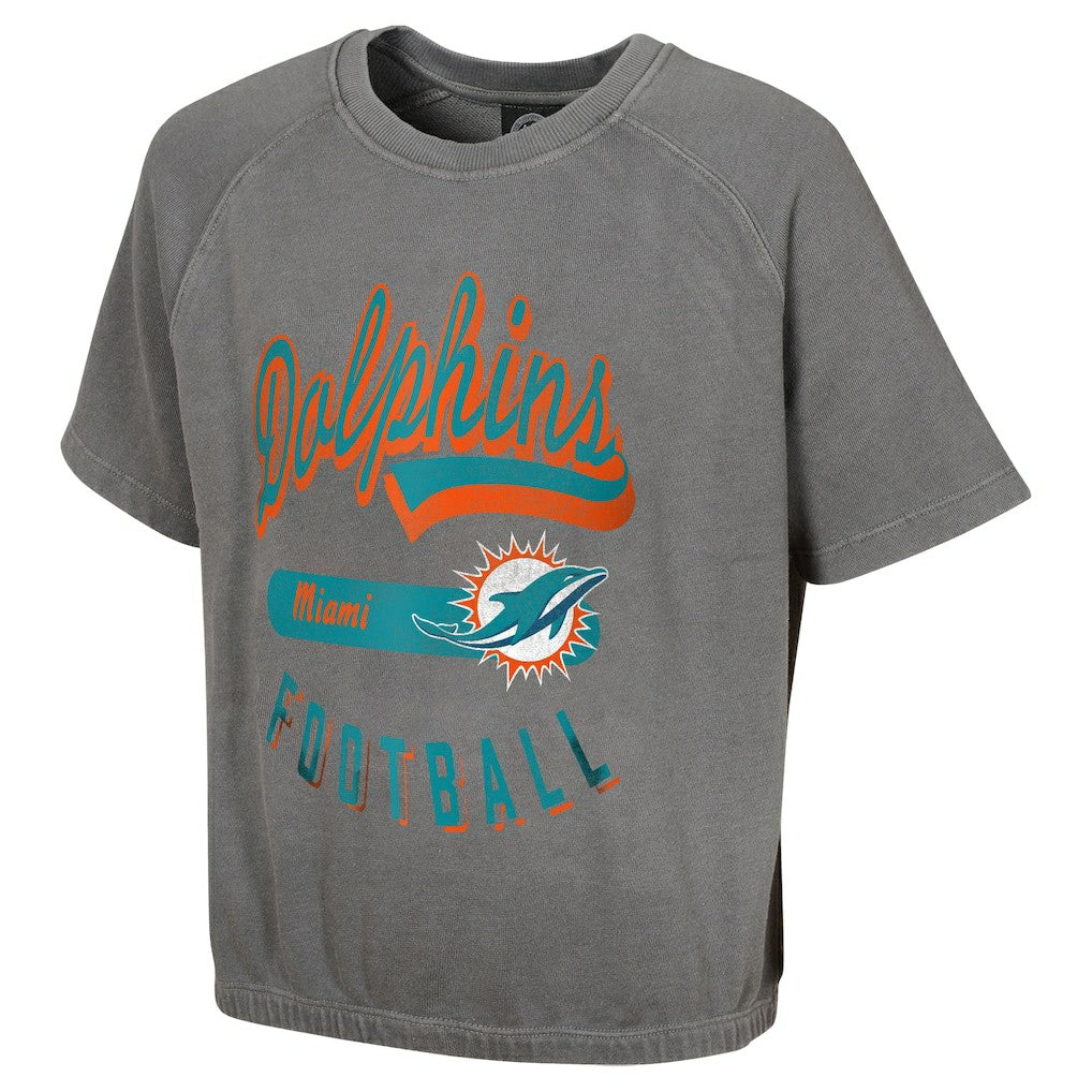 Miami Dolphins Women's Mineral Wash Short Sleeve Top Gray | NFL