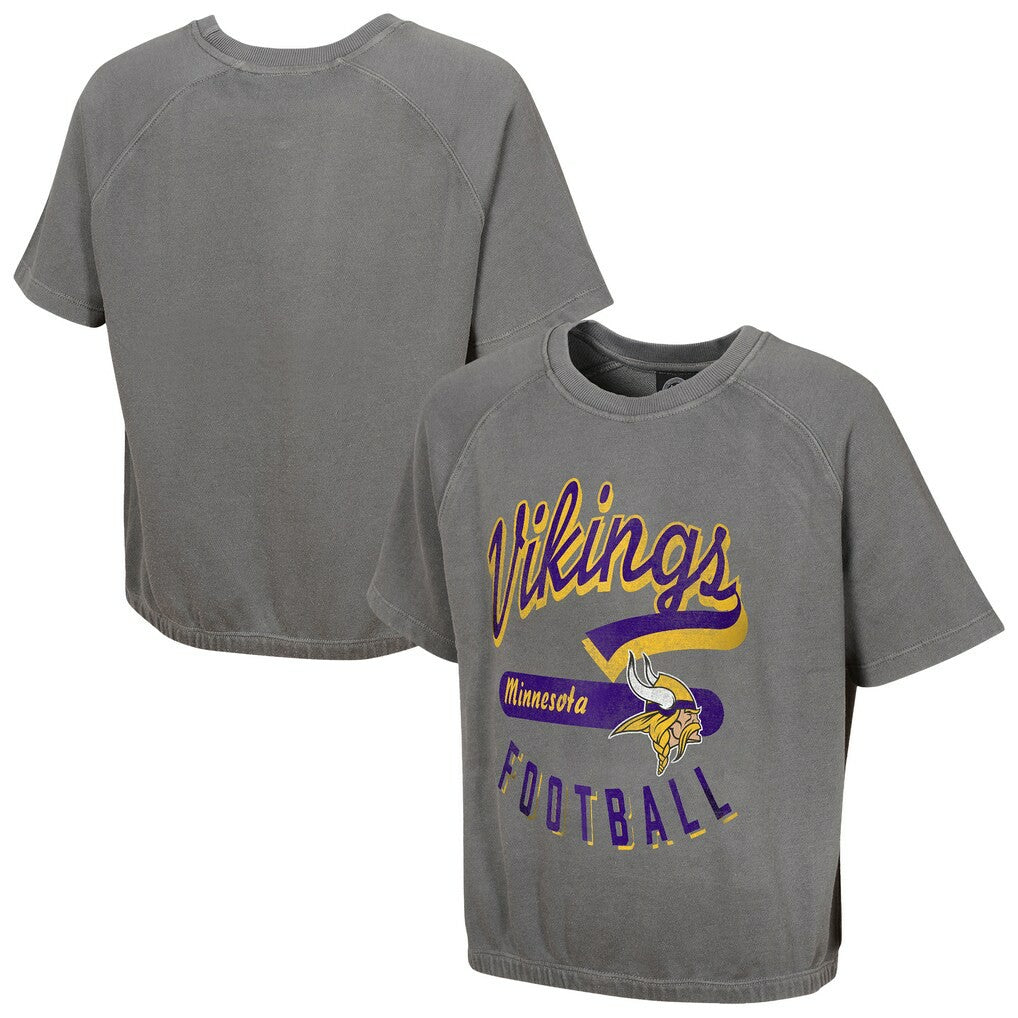 Minnesota Vikings Women's Mineral Wash Short Sleeve Top Gray | NFL