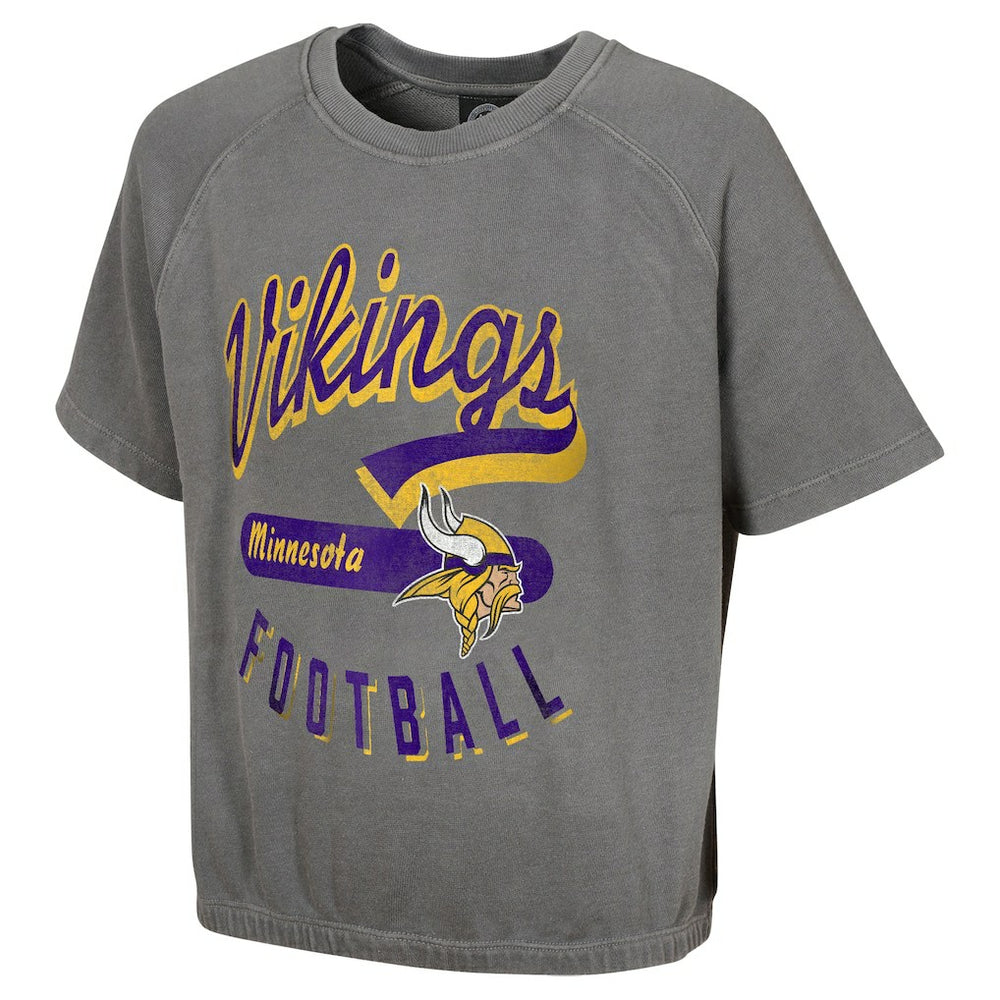 Minnesota Vikings Women's Mineral Wash Short Sleeve Top Gray | NFL