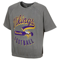 Minnesota Vikings Women's Mineral Wash Short Sleeve Top Gray | NFL