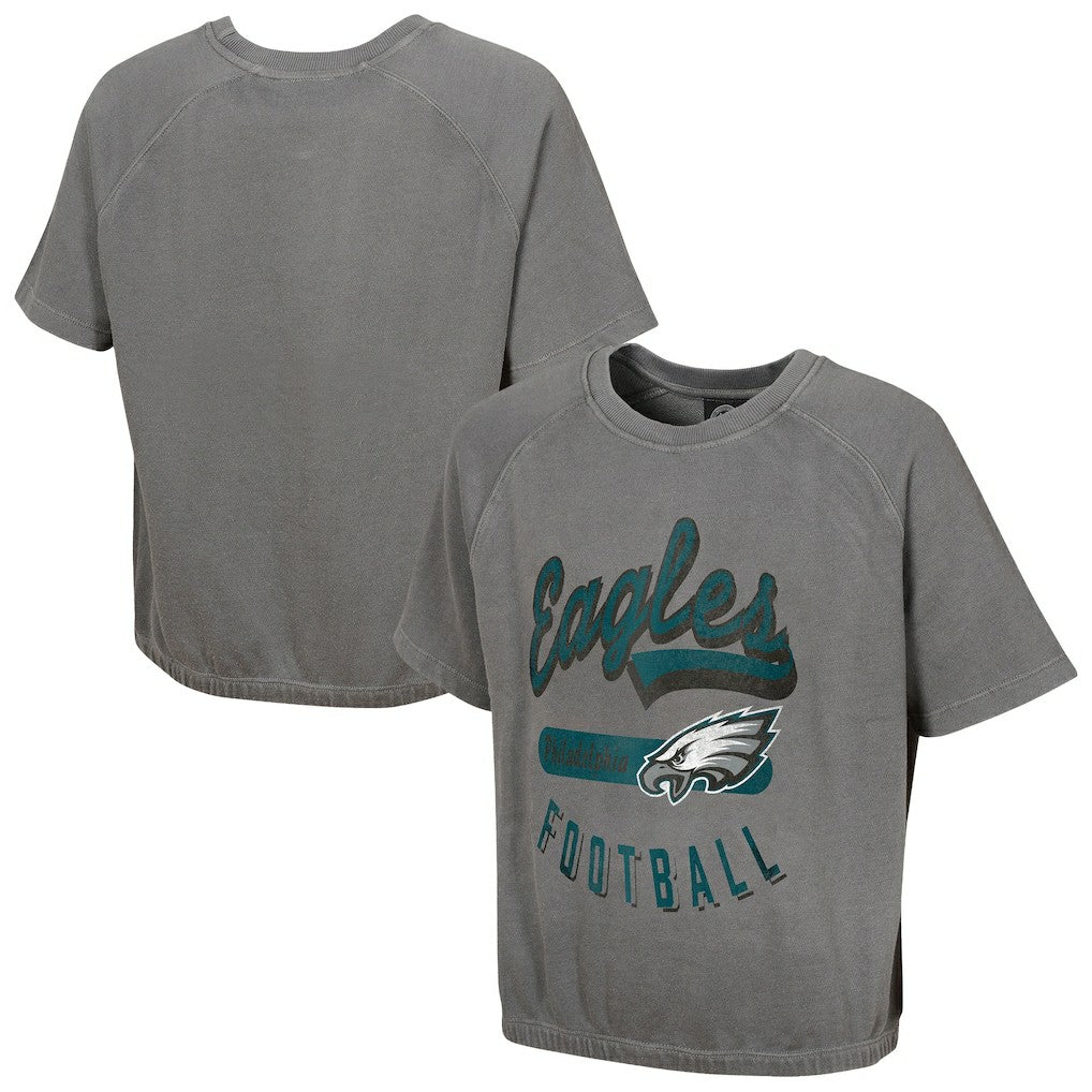Philadelphia Eagles Women's Mineral Wash Short Sleeve Top Gray | NFL